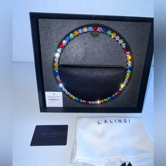 L’ALIGNI Eternity Rainbow Crystal Top Handle Bag-Black Rainbow - Picture 10 of 15